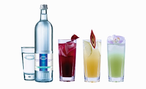 Gesunde Erfrischung: Wellnesscocktails und Waterdrinks gemixt mit Fruchtsirup und Tee